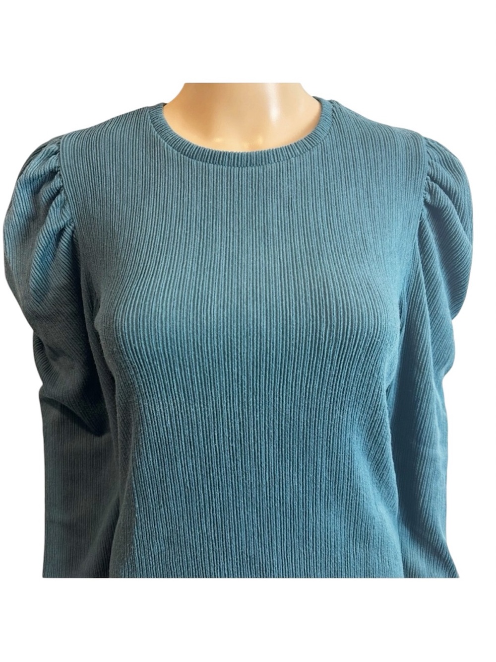 Zara Dark Teal Puff Shoulder Top